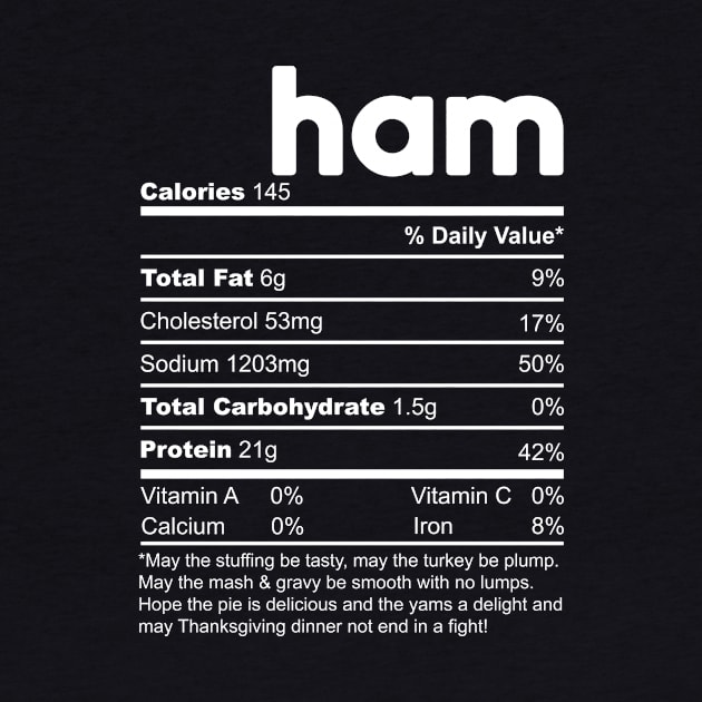 Funny Ham Thanksgiving Christmas Food Nutrition Facts Gift by TeeA